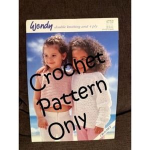New Wendy 4752 DK and 4-Ply Child Crocheted Crop Top & Cardigan Crochet Pattern